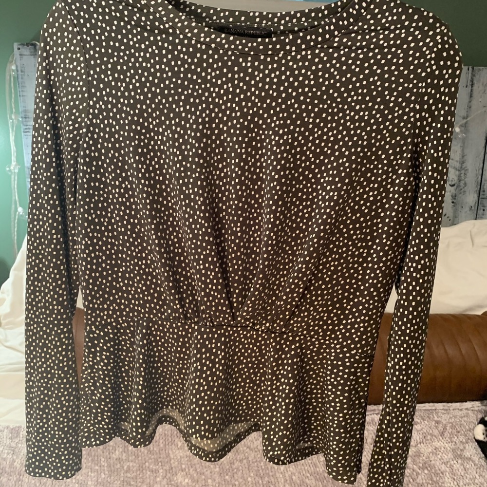 Olive green polka dot peplum